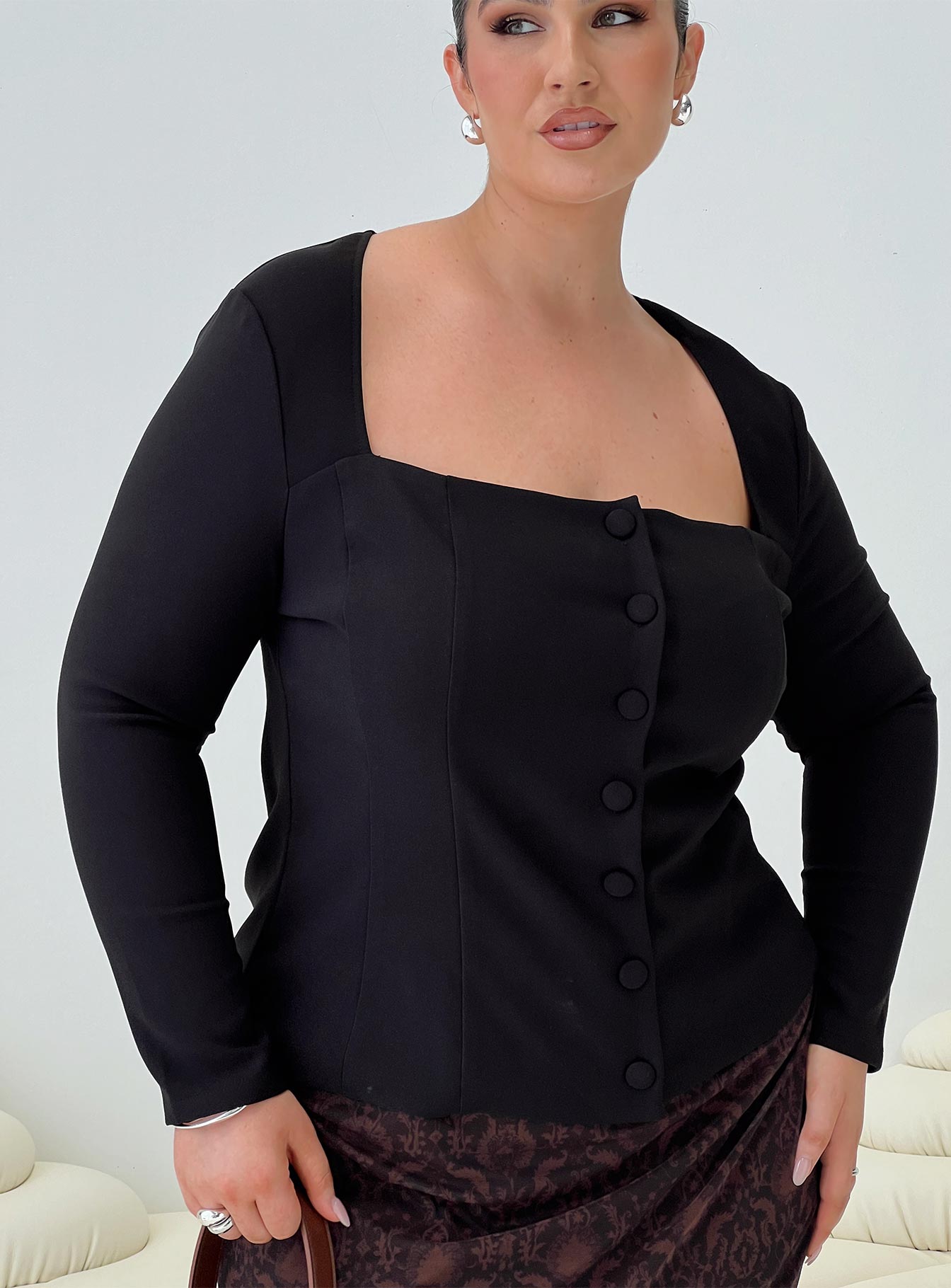 Gaskin long sleeve top black curve