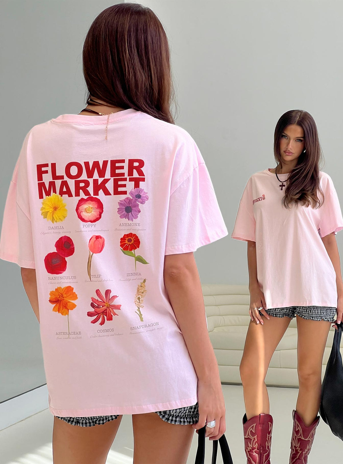 Flower Chart Oversized Tee Pink Princess Polly