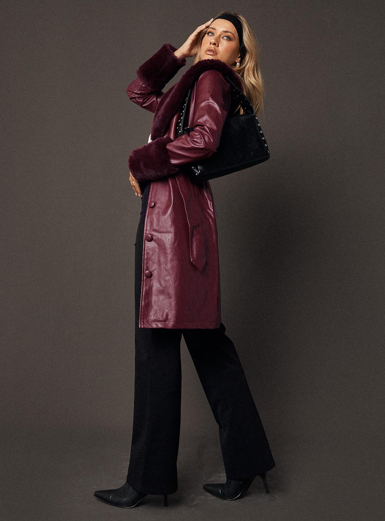 Burgundy longline coat best sale