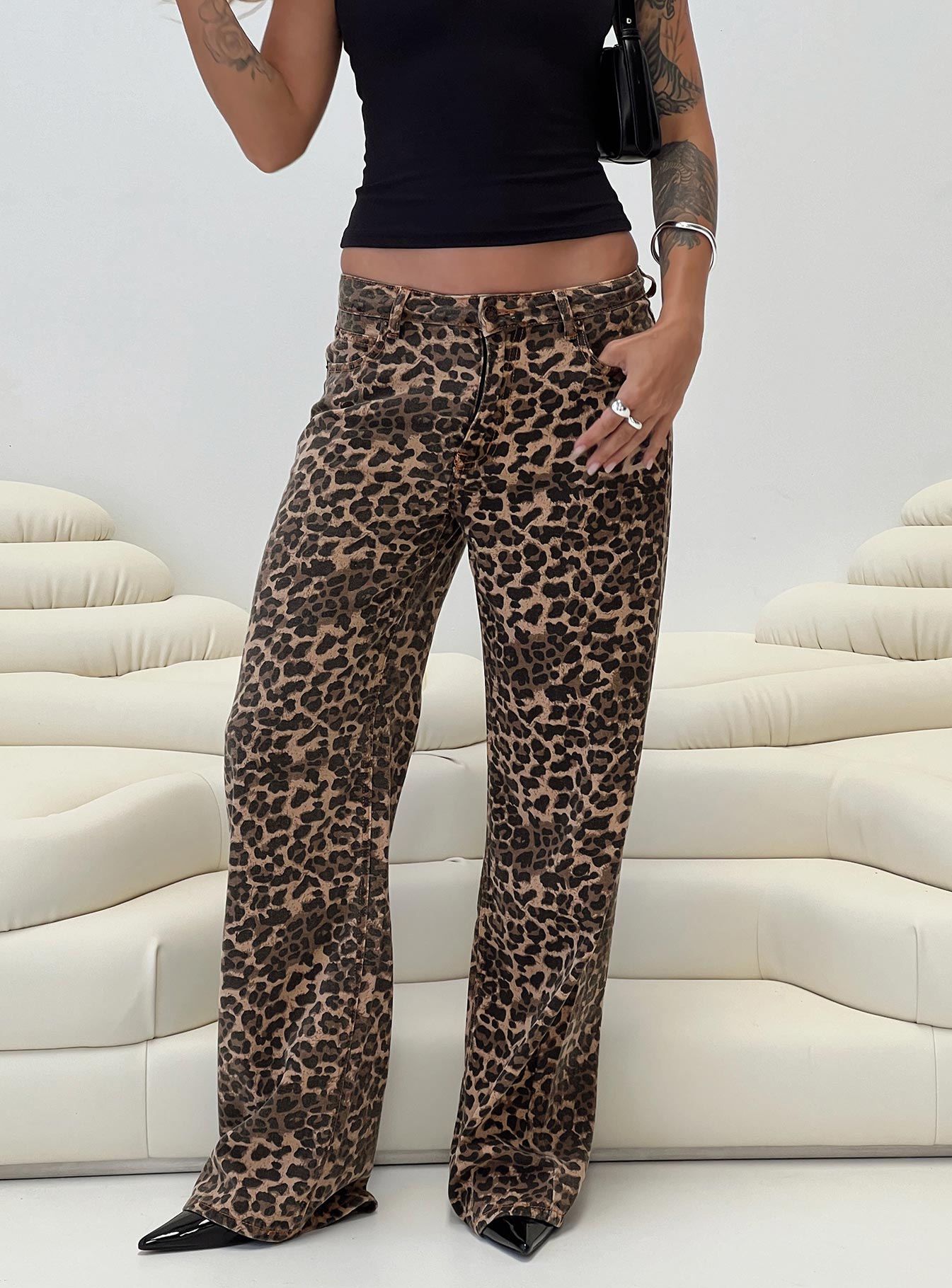 Top model jeans leopard