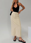   front view of model wearing Princess Polly Romeria Maxi Skirt Beige Maxi 