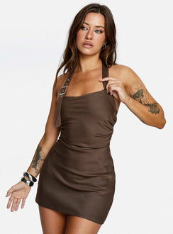 Deona Tailored Mini Dress Brown