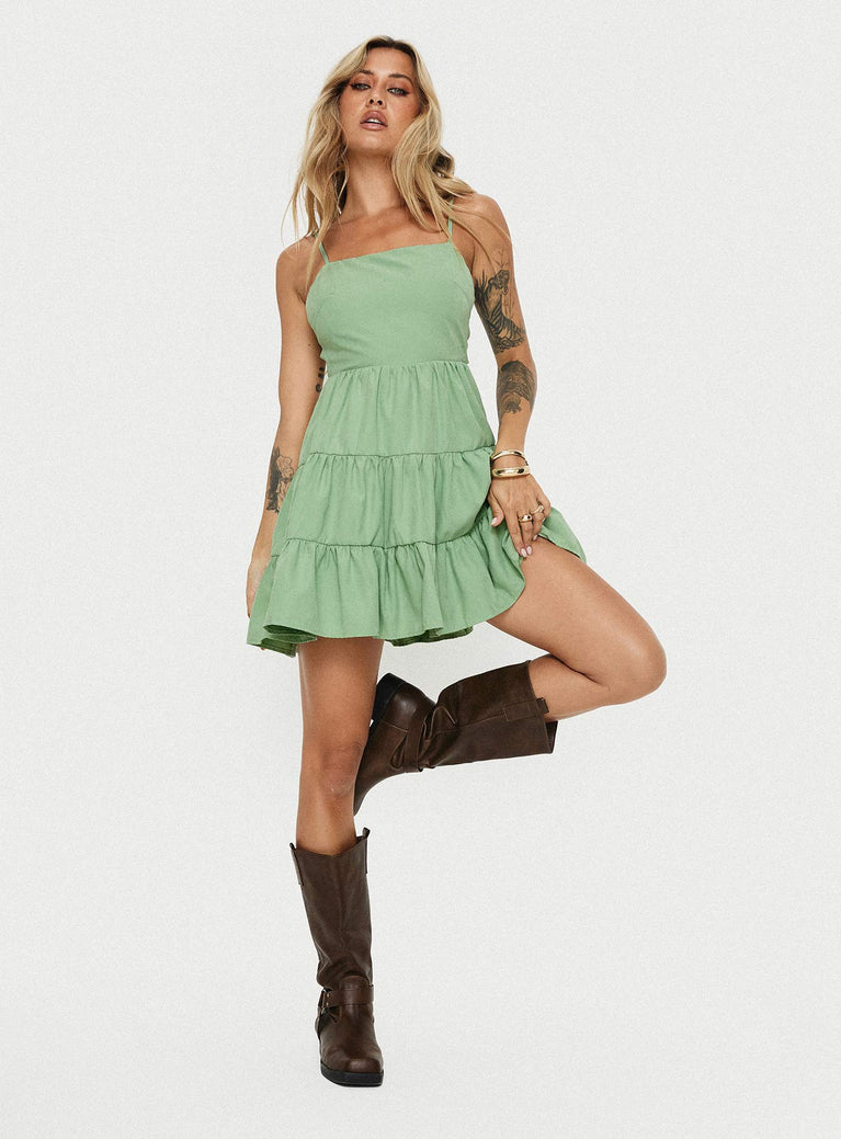 product Princess Polly Square Neck  Summer Break Mini Dress Sage