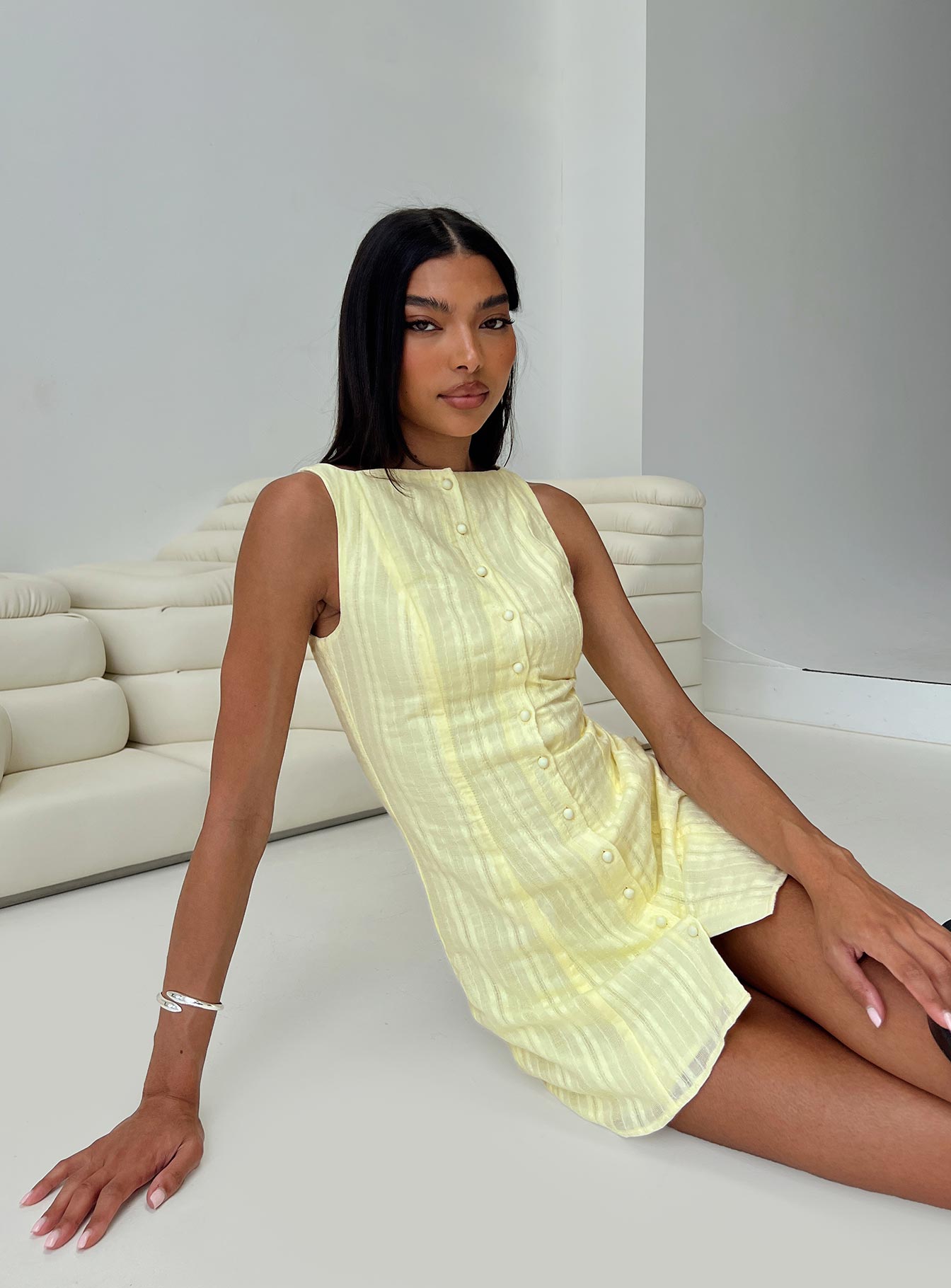Mimsie Embroidered Mini Dress Lemon | Princess Polly Mimsie Embroidered Mini Dress Lemon | Princess Polly