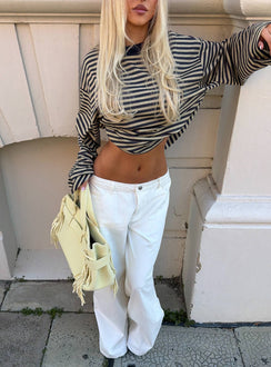 Bloom Long Sleeve Top Beige Stripe
