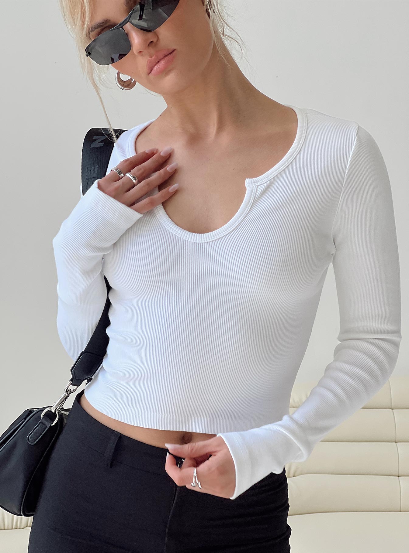 Morelle long sleeve top white