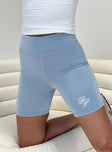 Princess Polly Bike Shorts Cursive Text Pale Blue/ Eggshell Princess Polly mid-rise 