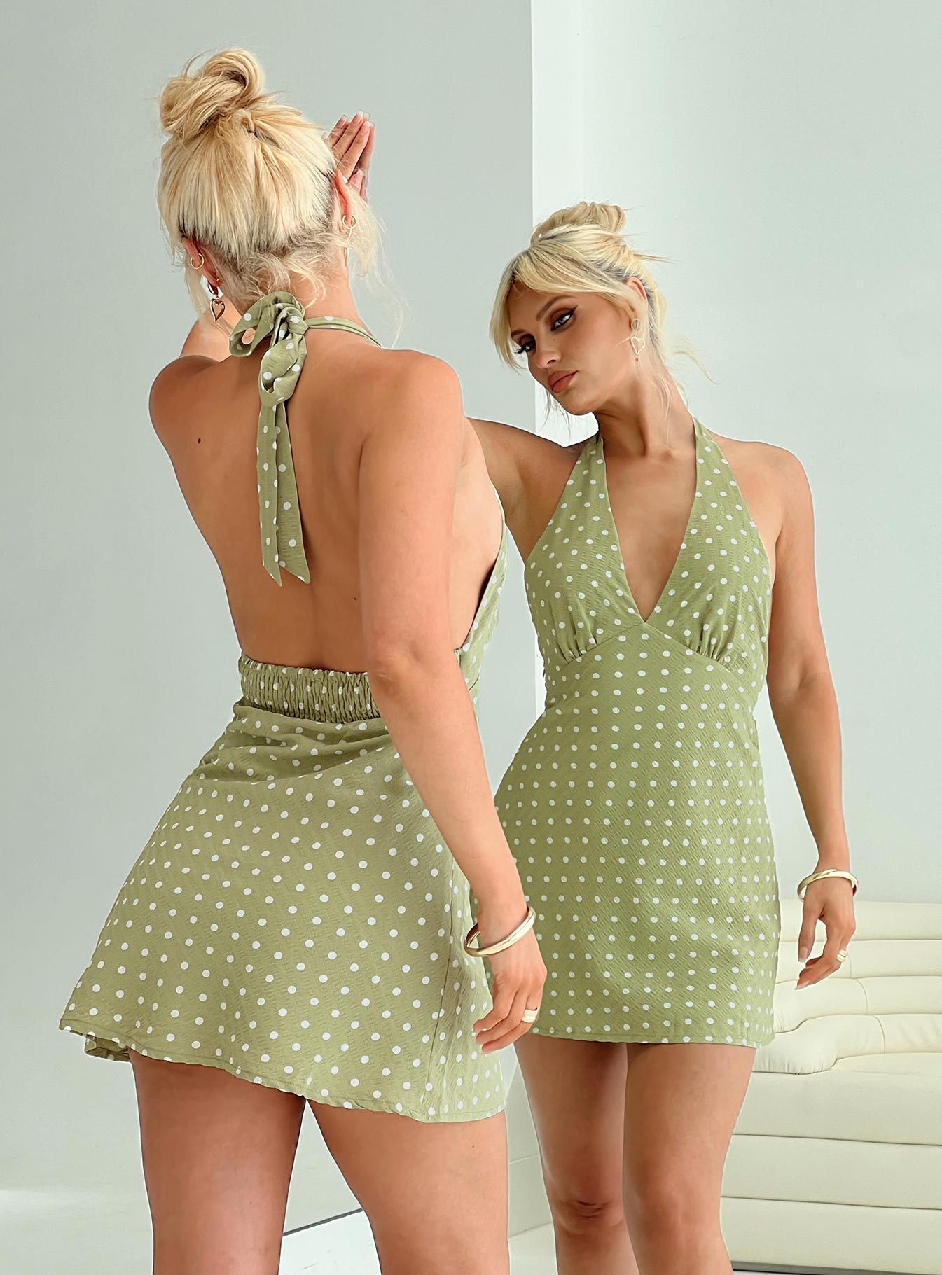 Kopra halter mini dress green