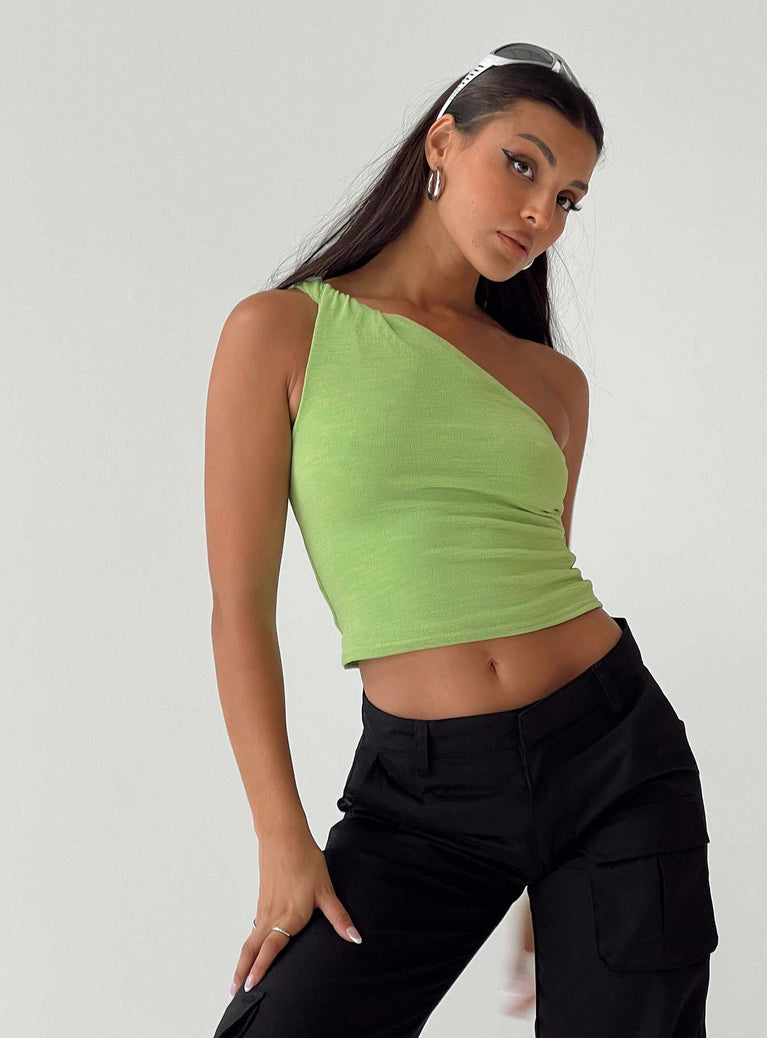 Moda One Shoulder Crop Top | US 8 | Green | Womens | Princess Polly Lower Impact
