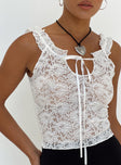 product Princess Polly Sleeveless Crew Neck  Kaufman Lace Top White