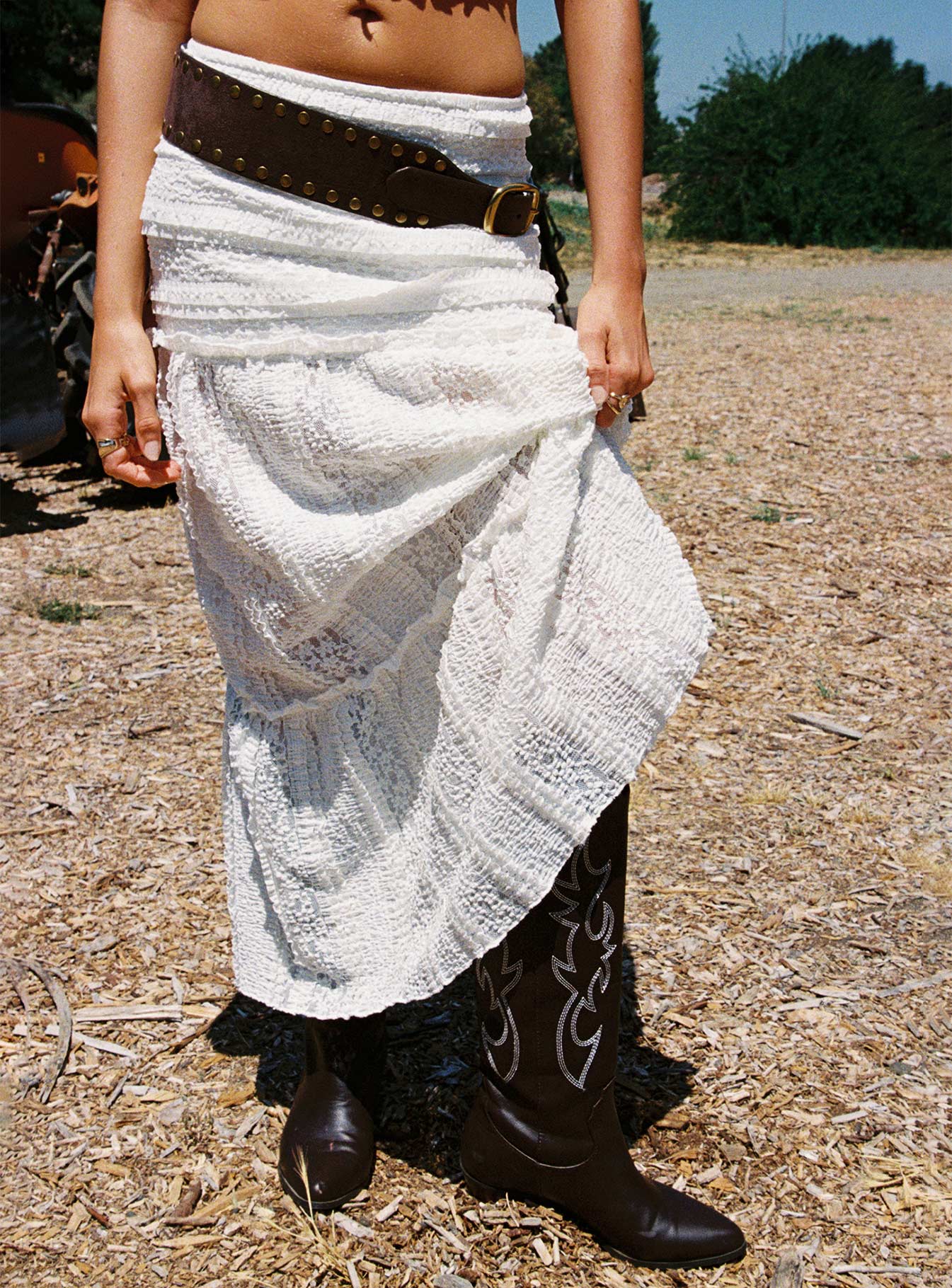 Emanuella Lace Maxi Skirt White