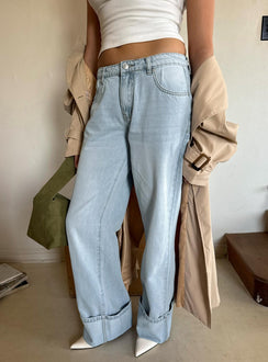 Ezia Wide Cuff Baggy Jeans Light Blue Wash