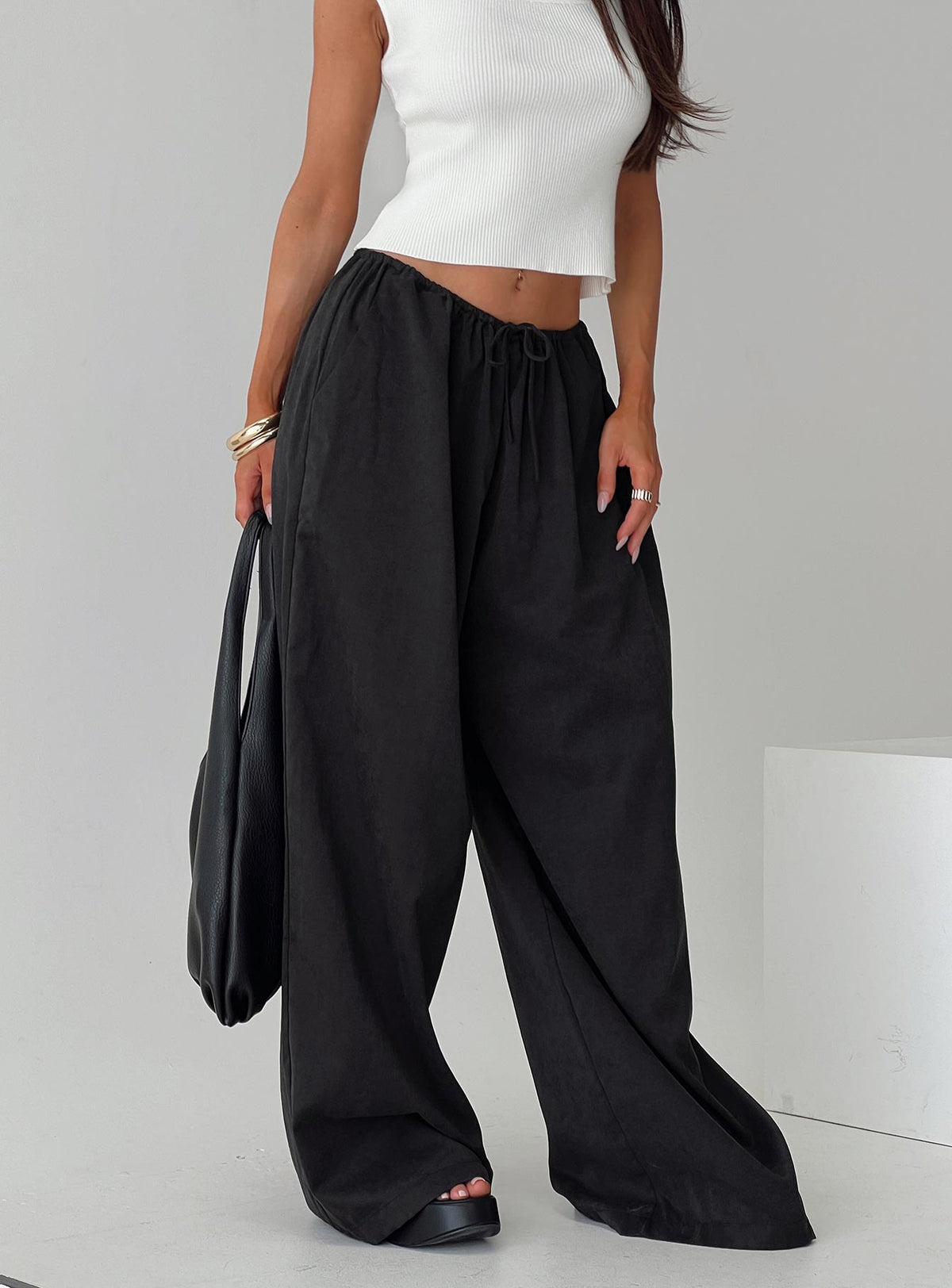 Bungala Oversized Relaxed Pants Black Tall