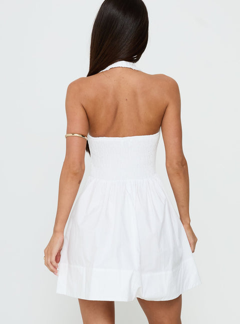 These Words Halter Mini Dress White