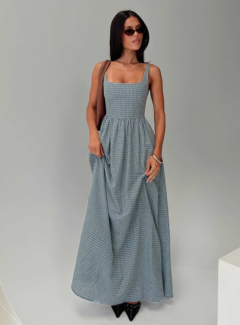 Cartmel Check Maxi Dress | NAVY | Womens | Princess Polly Cartmel Check Maxi Dress | NAVY | Womens | Princess Polly