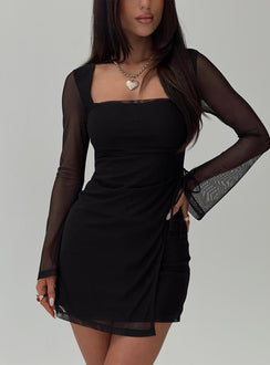 dalzine long sleeve mini dress black Dalzine Long Sleeve Mini Dress Black Petite