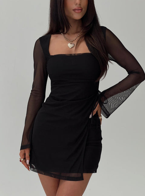 Martinez Long Sleeve Mini Dress Black | Princess Polly Martinez Long Sleeve Mini Dress Black | Princess Polly