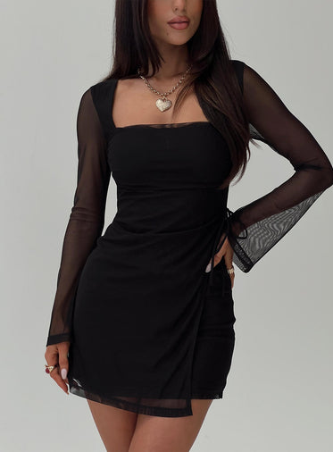 Martinez Long Sleeve Mini Dress Black