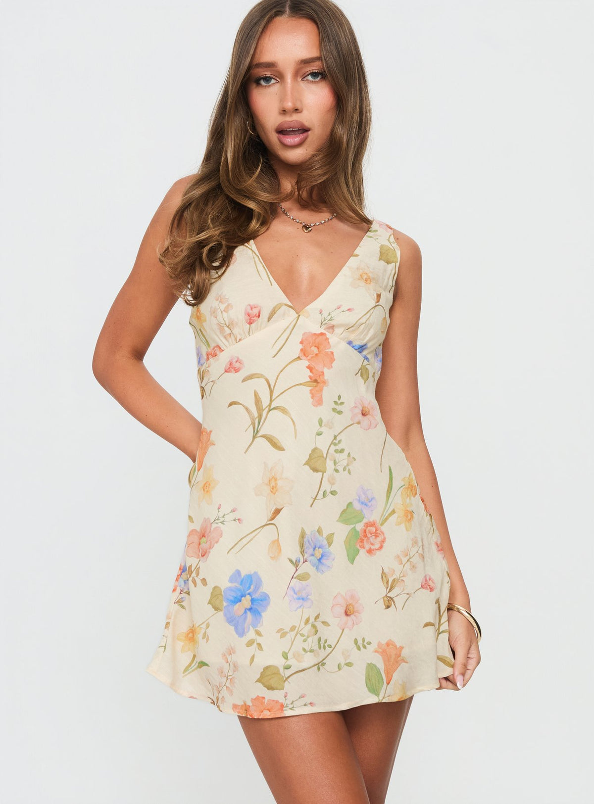 Pennie Bias Mini Dress Cream / Floral