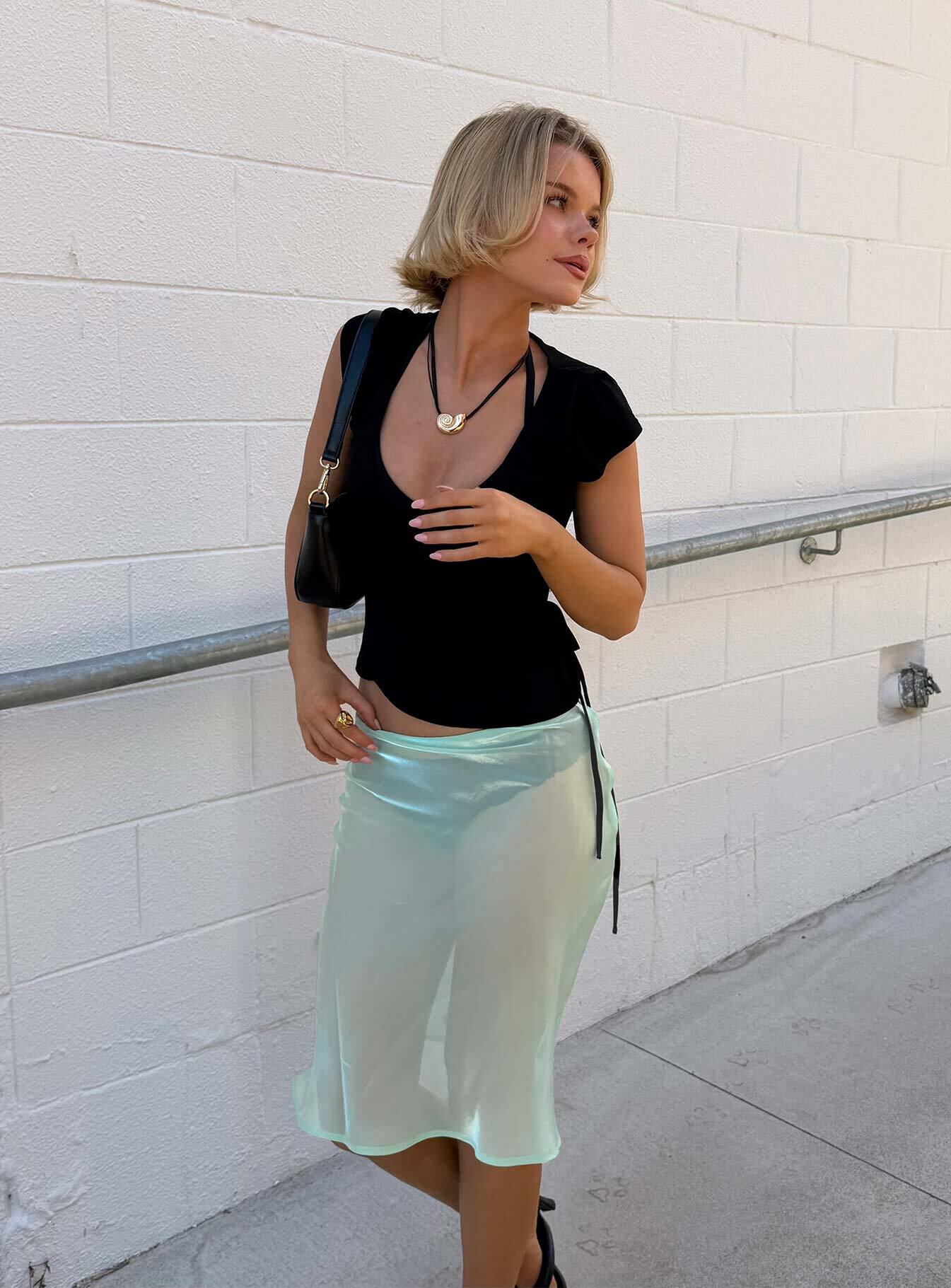 Sidori Sheer Midi Skirt Jelly Mint | Princess Polly