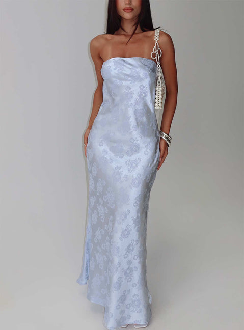 Haley Maxi Dress | Blue Jacquard | Womens | Princess Polly Haley Maxi Dress | Blue Jacquard | Womens | Princess Polly
