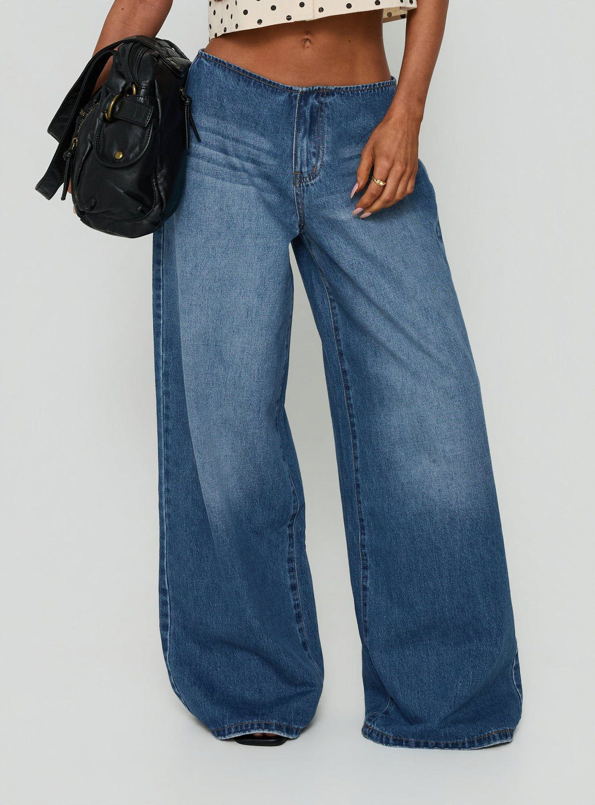 Roamer No Waist Low Rise Super Baggy Vintage Mid Blue