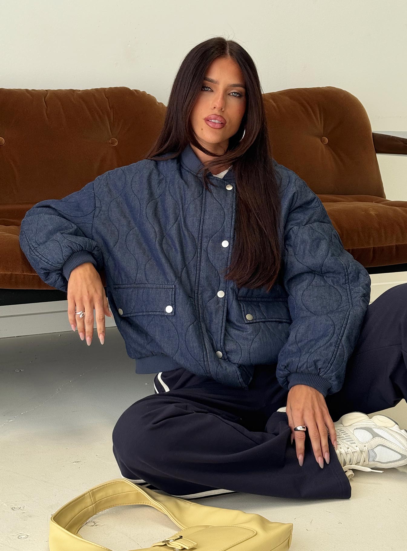 Stick Season Quilted Jacket Navy | Princess Polly