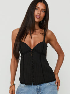 Committed Tie Back Top Black
