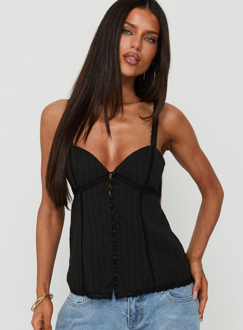 Committed Tie Back Top Black