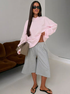 Settle Down Long Sleeve V Neck Top Soft Pink
