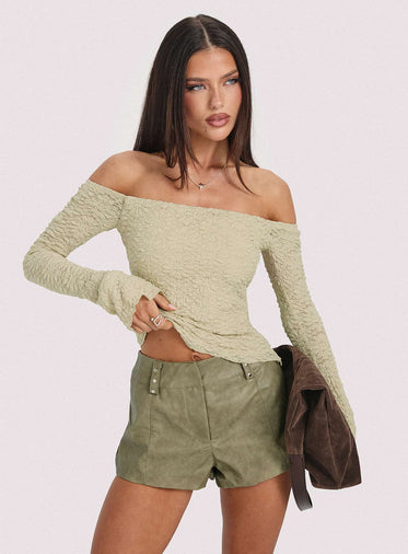 Kenickie Stud Micro Shorts Khaki