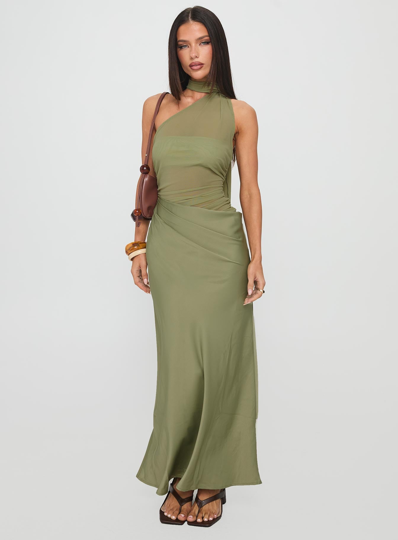 Indiara Halter Mesh Maxi Dress Green | Princess Polly Indiara Halter Mesh Maxi Dress Green | Princess Polly