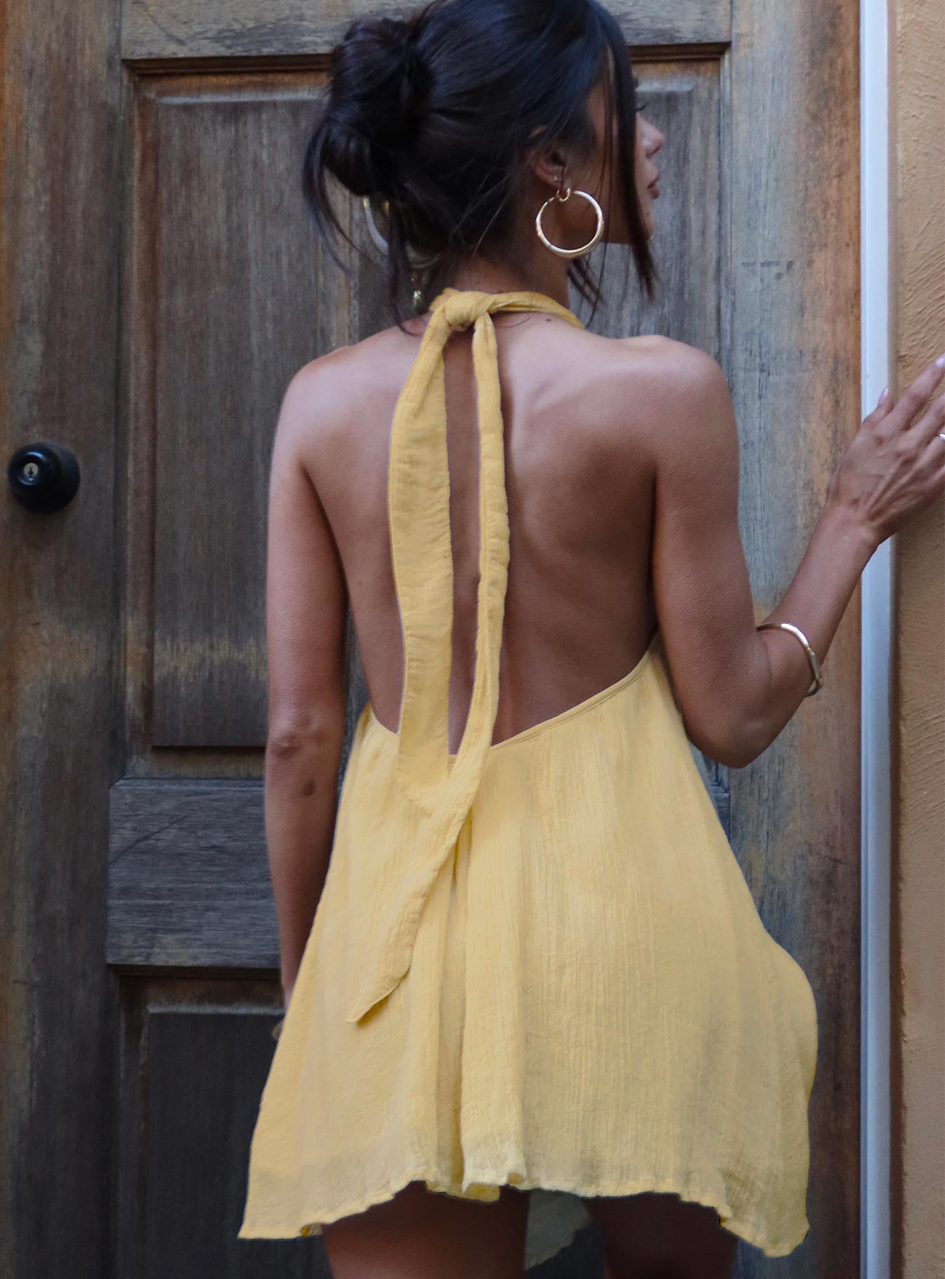 Kaiko Halter Mini Dress Yellow | Princess Polly Kaiko Halter Mini Dress Yellow | Princess Polly