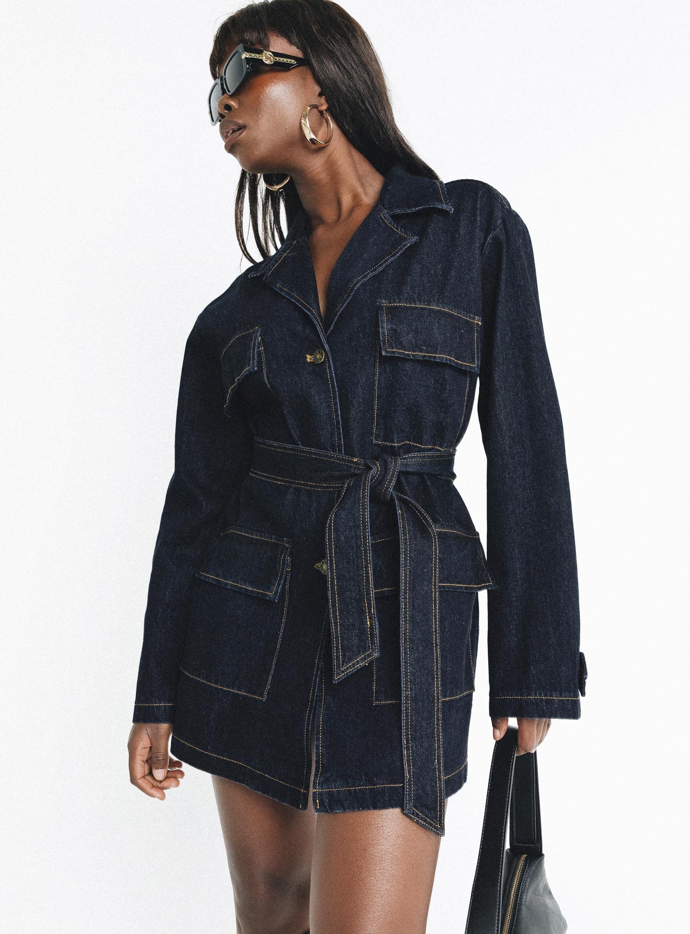 Giselle Mini Dress Dark Denim | Princess Polly