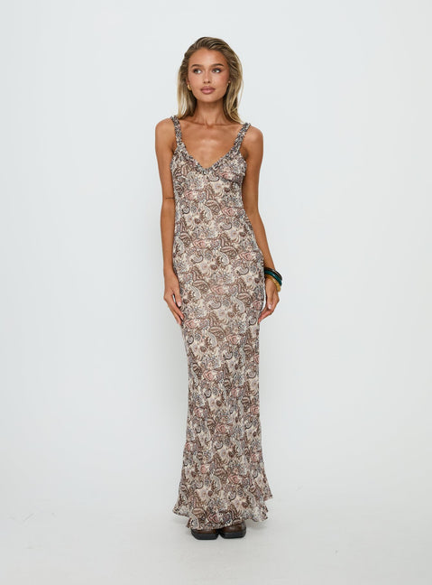 paisley bridesmaid dresses Baley Bias Cut Frill Maxi Dress | Paisley | Womens
