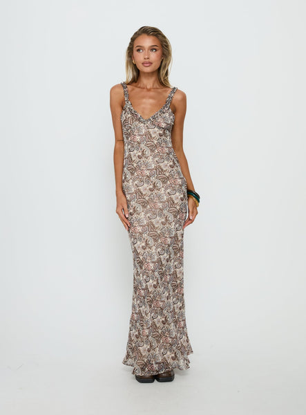 Baley Bias Cut Frill Maxi Dress | Paisley | Womens