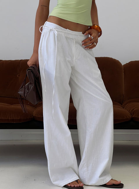 Mylana Straight Leg Tie Pants White