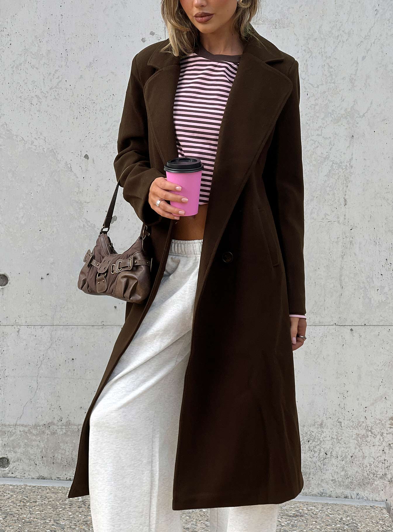 Prolific Longline Coat | Brown | Womens | Princess Polly