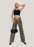 front view of model wearing Princess Polly Pezzi Straight Leg Jeans Leopard High Waisted 