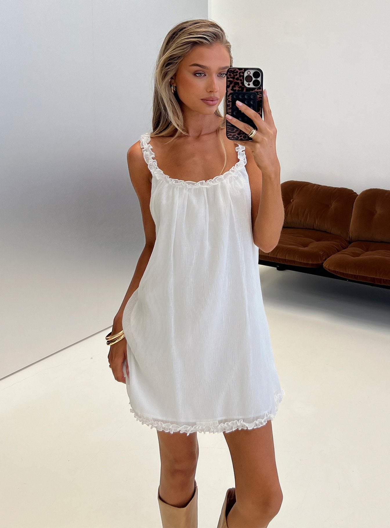 sleeping beauty dress Sleeping Beauty Frill Baby Doll Mini Dress | White | Womens
