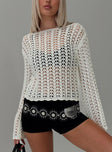 front view of model wearing Princess Polly Kassiani Sweater White 