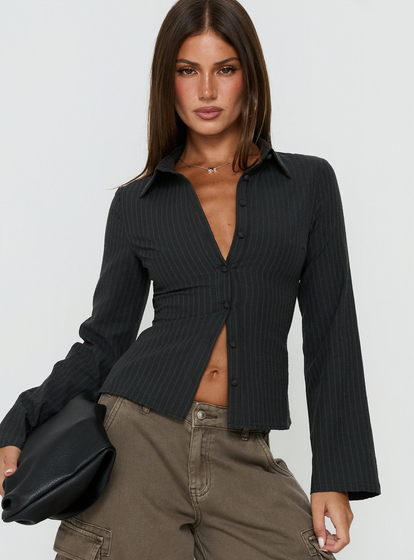 black pinstripe dress shirt Parvin Buttondown | Modest Islamic Clothing The Mens Onyx Dress Shirt offers sophistication and class with the functional details that servers and bartenders are going to go crazy for Jesse Kamm Alberta Shirt, Midnight