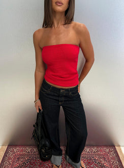 Aubrialla Strapless Top Red