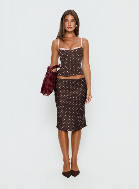 Somani Layered Corset Top Brown / Pink Polka Dot