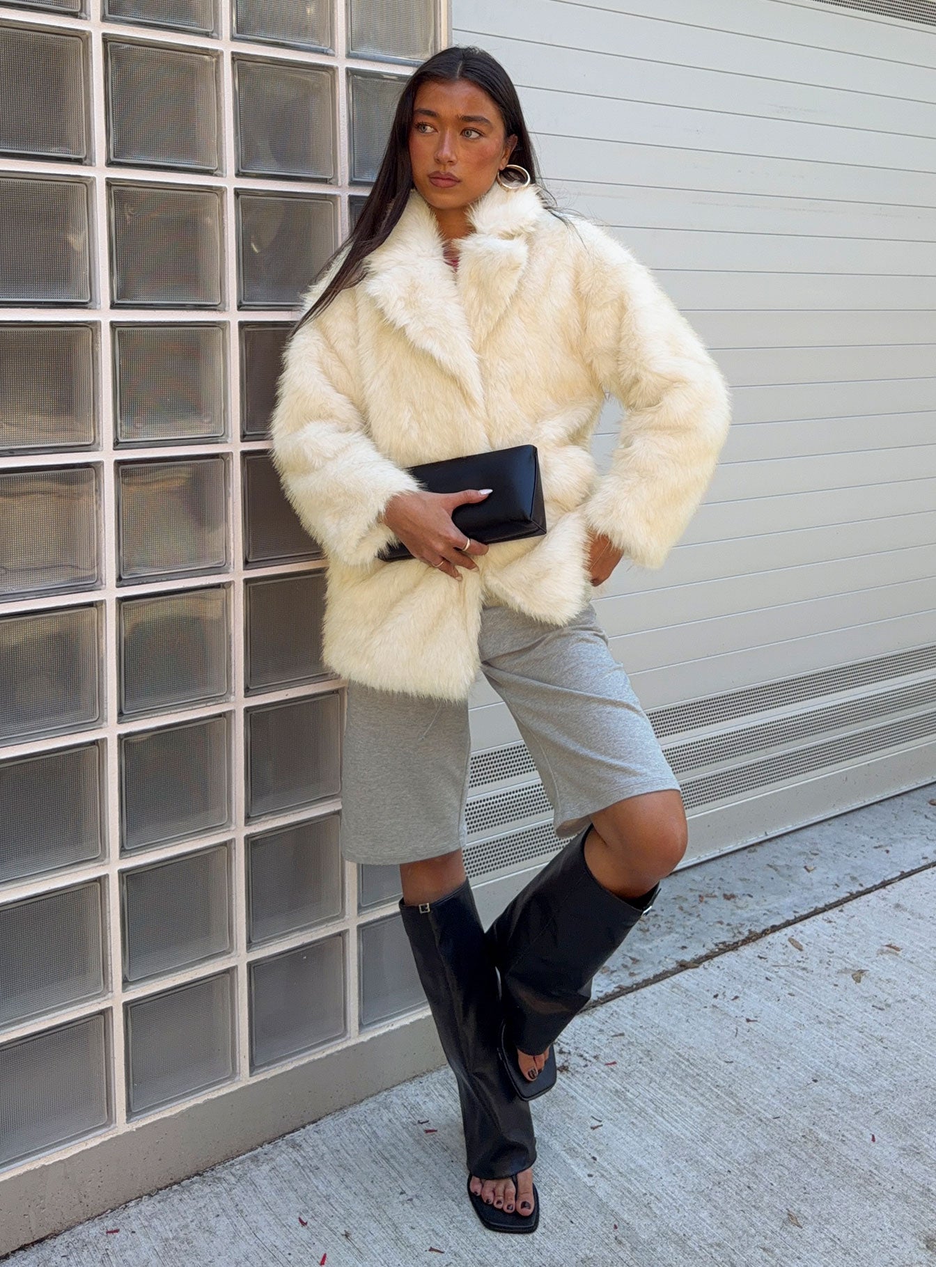 Clova Faux Fur Coat White | Princess Polly