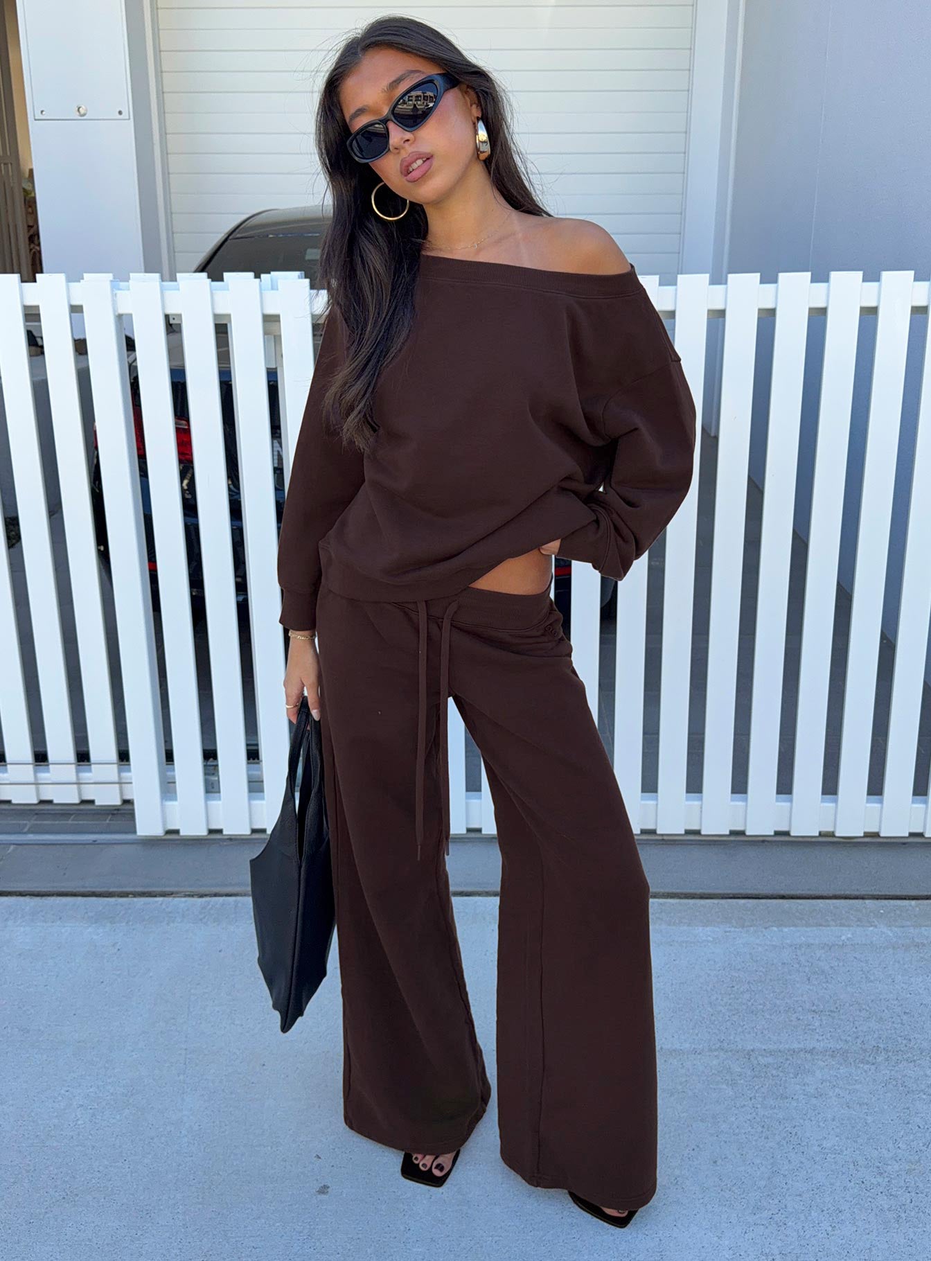 Wellness Off The Shoulder Jumper Brown