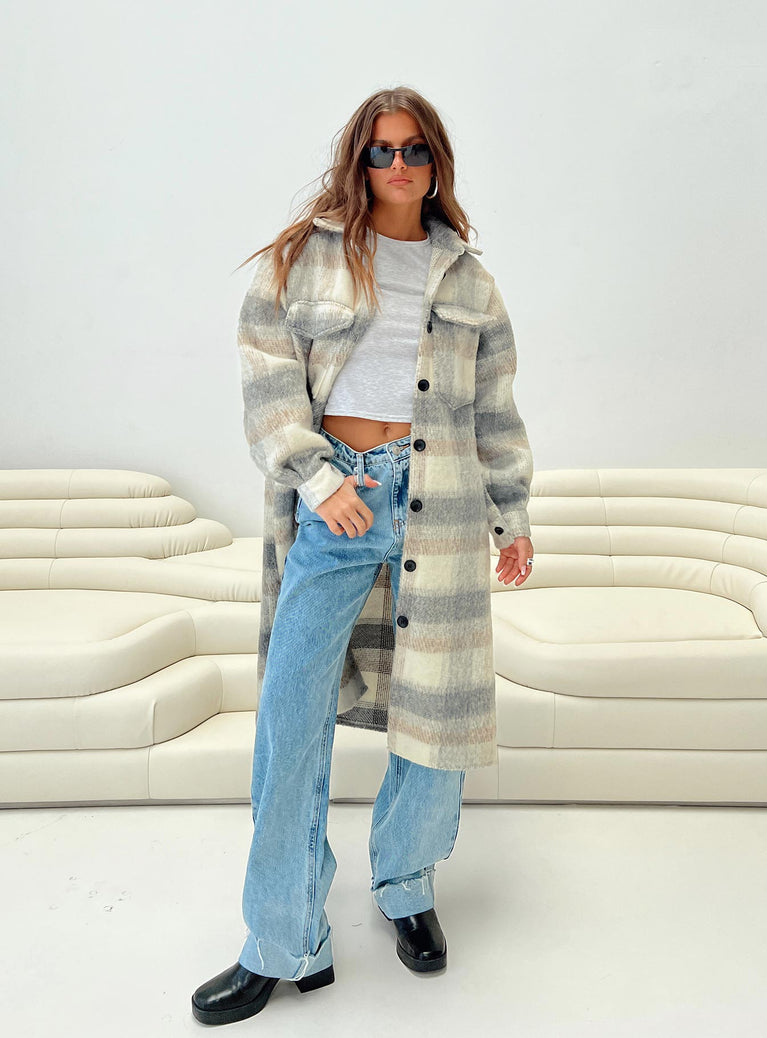 Plaid coat Classic collar, button fastening down front, twin chest pockets, single button cuff Non-stretch material, unlined 