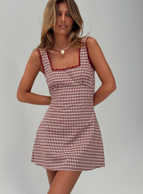 Dasha Mini Dress | Red Check | Womens | Princess Polly Dasha Mini Dress | Red Check | Womens | Princess Polly