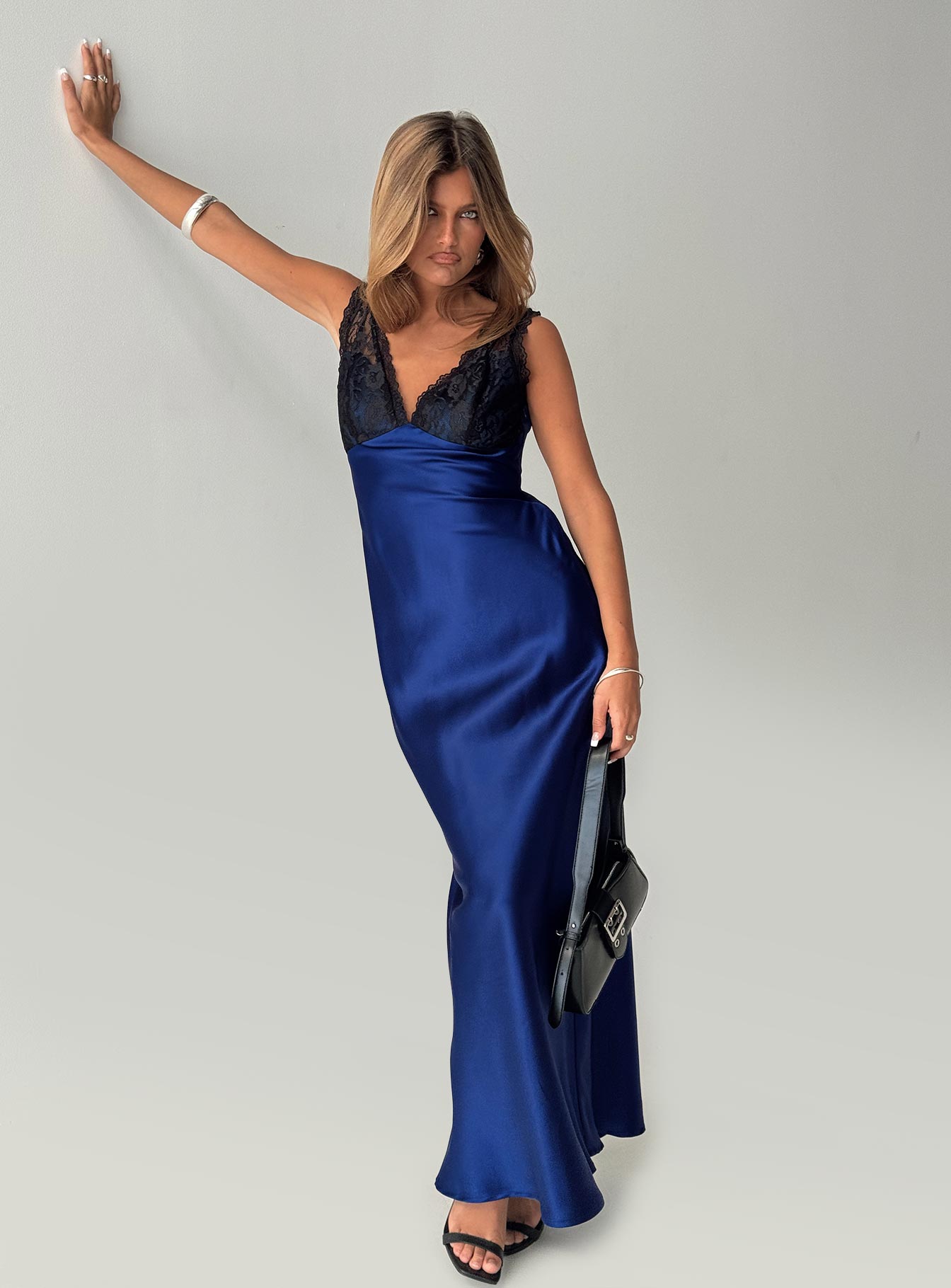 Voila Lace Maxi Dress Navy / Black | Princess Polly Voila Lace Maxi Dress Navy / Black | Princess Polly