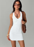 front view of model wearing Princess Polly Stilgar Mini Dress White Plunger 